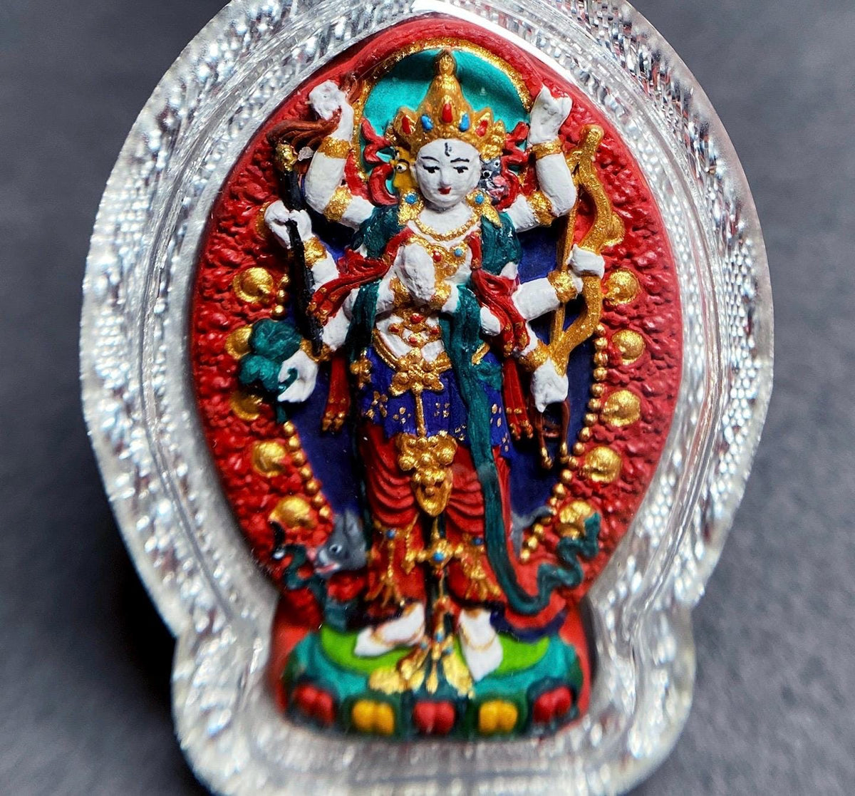 Handpainted Marici Thangka Pendant, Mineral Pigment Tibetan Gau Box Amulet, Sacred Buddhist Talisman, Unique Spiritual Gift for Him Her