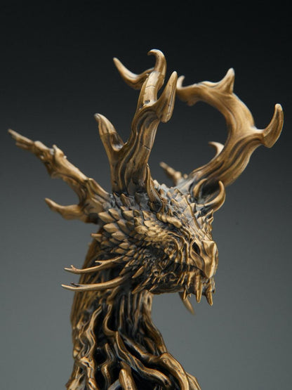 Bronze Precision Crafted Forest Dragon Figurine, Mythical Dragon Statue Model, Fantasy Creature Art Toy Doll, Desk Paperweight, Pocket Hand