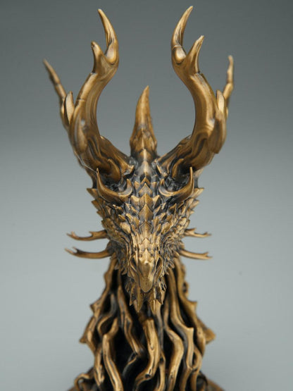 Bronze Precision Crafted Forest Dragon Figurine, Mythical Dragon Statue Model, Fantasy Creature Art Toy Doll, Desk Paperweight, Pocket Hand