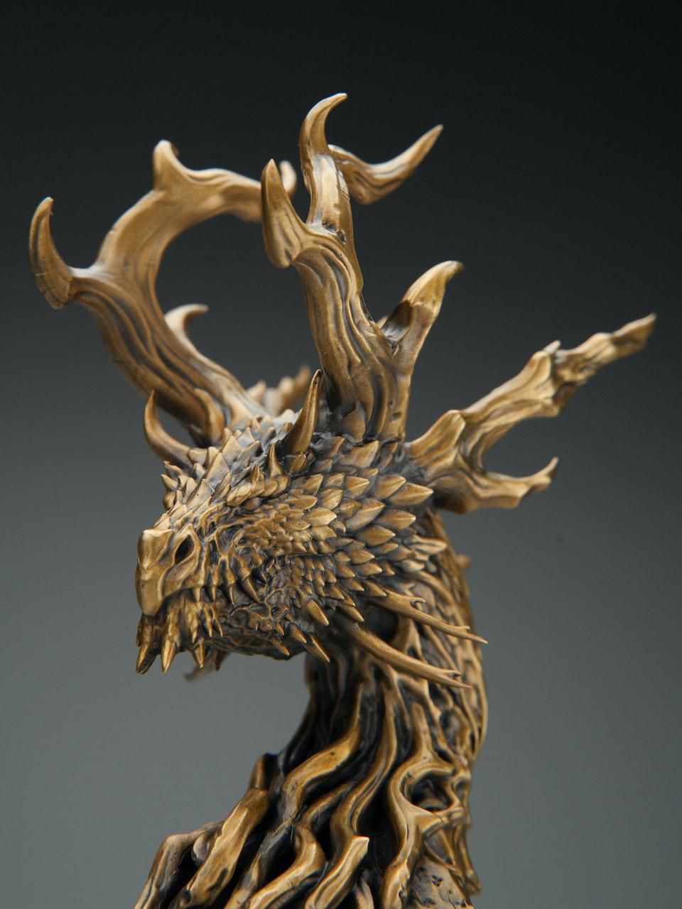Bronze Precision Crafted Forest Dragon Figurine, Mythical Dragon Statue Model, Fantasy Creature Art Toy Doll, Desk Paperweight, Pocket Hand