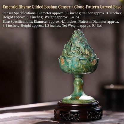 Boshan Incense Burner, Replica Gold Inlay Censer, Vintage Incense Burner for Coil Cone Stick, Retro Desk Decor,Spiritual Zen Meditation Gift