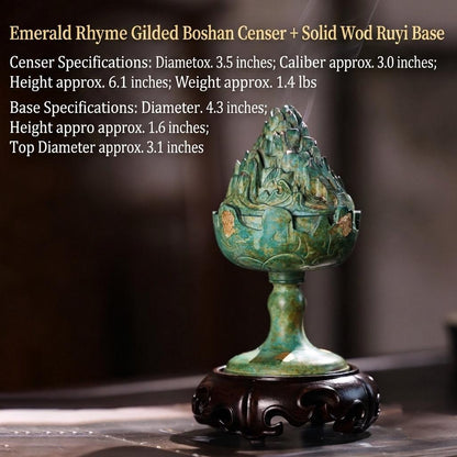Boshan Incense Burner, Replica Gold Inlay Censer, Vintage Incense Burner for Coil Cone Stick, Retro Desk Decor,Spiritual Zen Meditation Gift