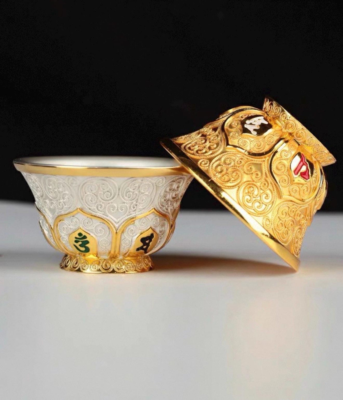 Handcrafted Nepalese Gilded Brass Offering Bowl Tibetan Buddhist Water Cup for Altar Rituals