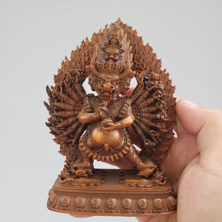 Solitary Hero Yamantaka Bronze Statue, Handcrafted Tibetan Protector Dharma Icon, Buddhist Meditation Altar Shrine, 4.7" Vajra Deity Art