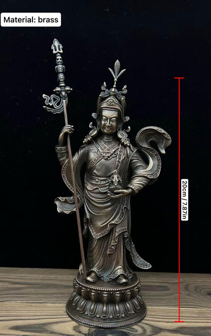 Padmasambhava Statue, Solid Brass Standing Guru Rinpoche, Nepalese Tibetan Buddhist Altar Sculpture, Himalayan Art Home Shrine Decor