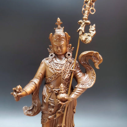 Padmasambhava Statue, Solid Brass Standing Guru Rinpoche, Nepalese Tibetan Buddhist Altar Sculpture, Himalayan Art Home Shrine Decor