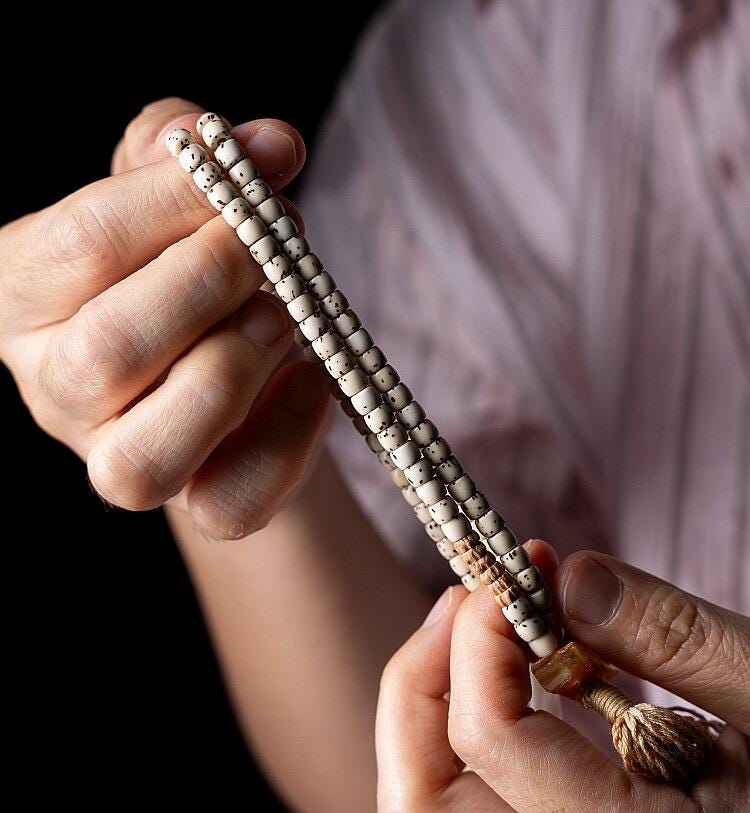 Tibetan 108 Star Moon Bodhi Seed Mala Original White Space Design Buddhist Prayer Beads Meditation Wrap Bracelet for Women