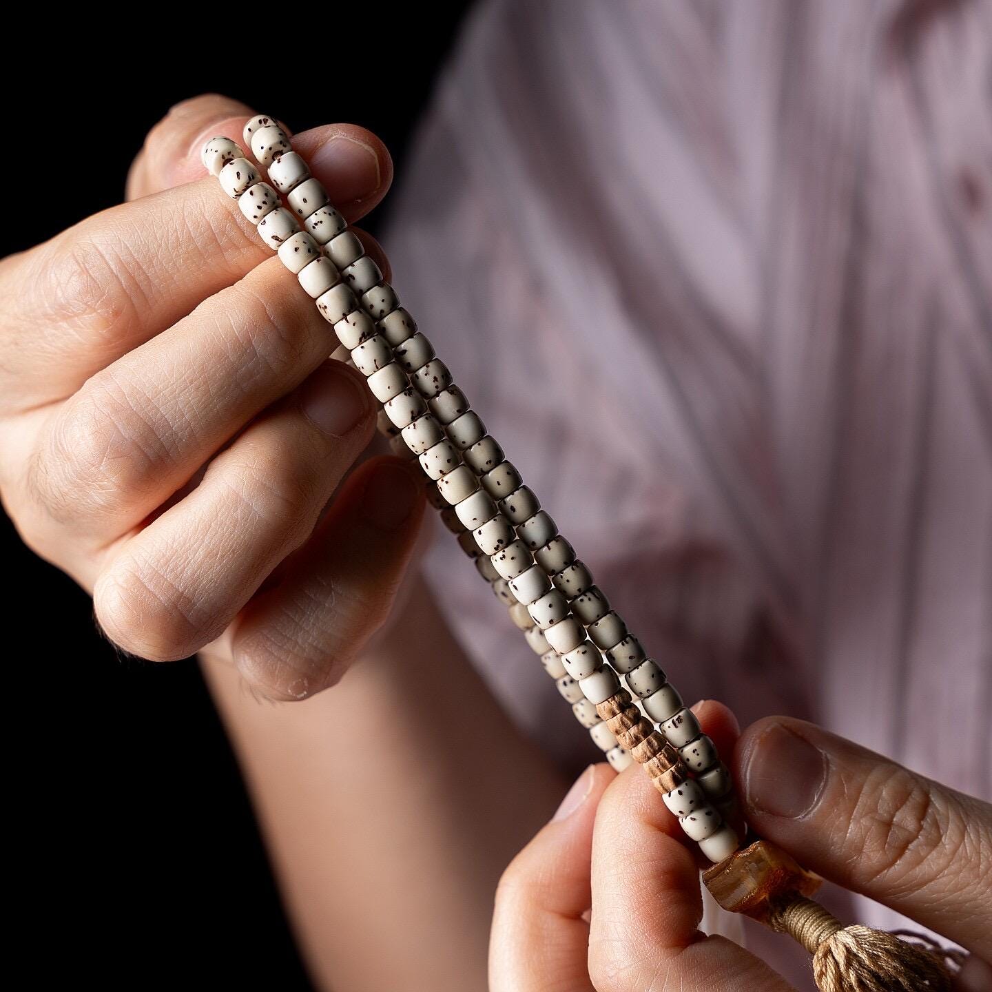 Tibetan 108 Star Moon Bodhi Seed Mala Original White Space Design Buddhist Prayer Beads Meditation Wrap Bracelet for Women