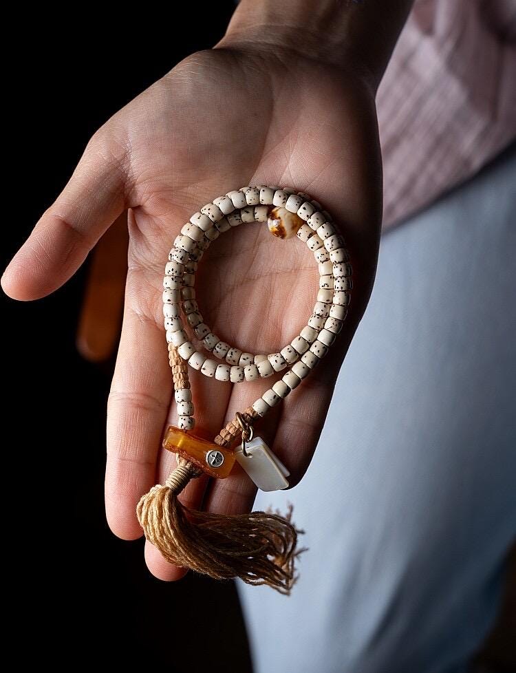 Tibetan 108 Star Moon Bodhi Seed Mala Original White Space Design Buddhist Prayer Beads Meditation Wrap Bracelet for Women