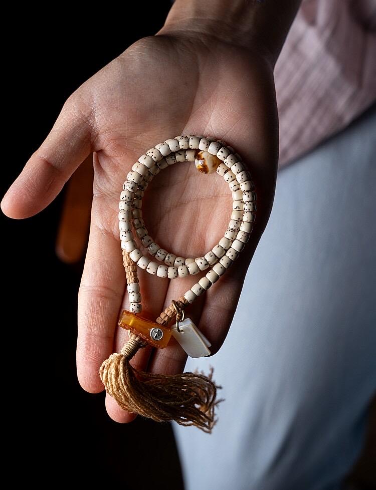 Tibetan 108 Star Moon Bodhi Seed Mala Original White Space Design Buddhist Prayer Beads Meditation Wrap Bracelet for Women