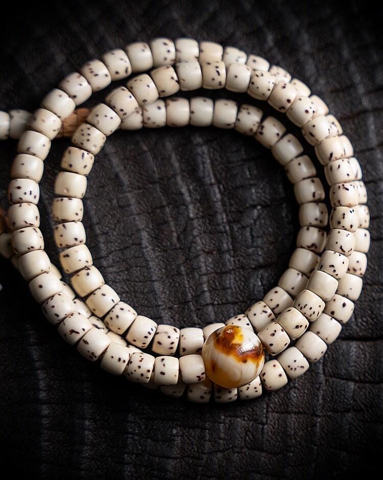 Tibetan 108 Star Moon Bodhi Seed Mala Original White Space Design Buddhist Prayer Beads Meditation Wrap Bracelet for Women