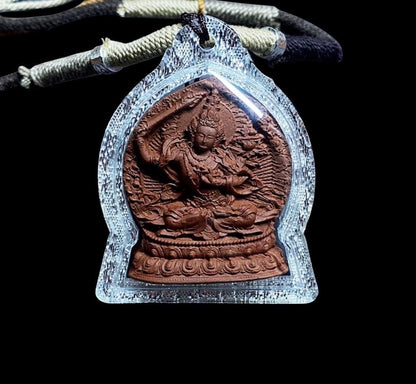 Medicinal Tsa Tsa Manjushri Pendant, Tibetan Antique Gau Box Necklace, Sacred Buddhist Amulet, Wisdom Bodhisattva Talisman, Spiritual Gift