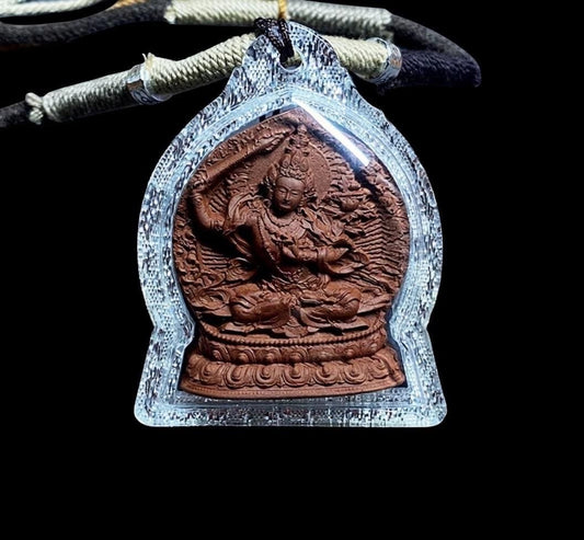 Medicinal Tsa Tsa Manjushri Pendant, Tibetan Antique Gau Box Necklace, Sacred Buddhist Amulet, Wisdom Bodhisattva Talisman, Spiritual Gift