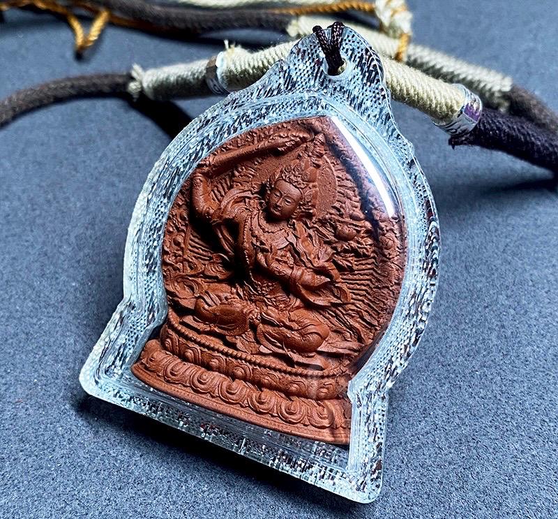 Medicinal Tsa Tsa Manjushri Pendant, Tibetan Antique Gau Box Necklace, Sacred Buddhist Amulet, Wisdom Bodhisattva Talisman, Spiritual Gift
