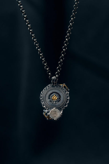 Vajrapani Vajra Pendant 925 Sterling Silver Handcrafted Gold Accent Buddhist Amulet Talisman Tibetan Dorje Protection Necklace Gift Men