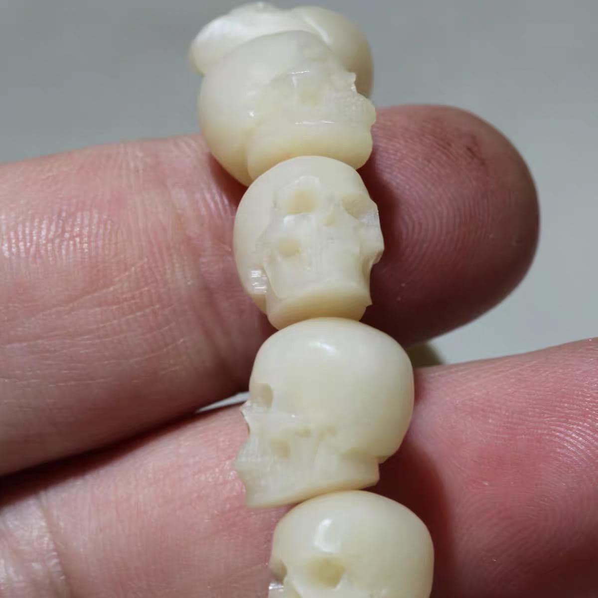 Handcrafted Tibetan Skull Mala Bracelet Reclaimed Yak Amulet Beads