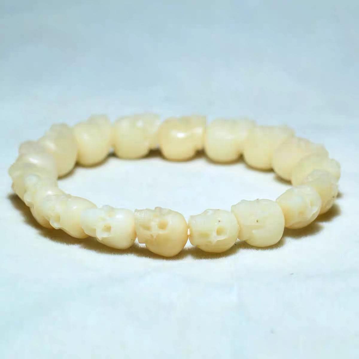 Handcrafted Tibetan Skull Mala Bracelet Reclaimed Yak Amulet Beads