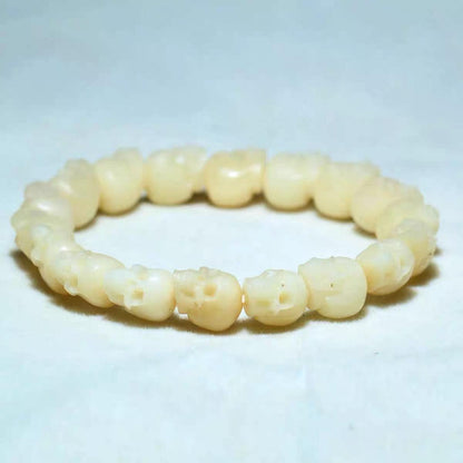 Handcrafted Tibetan Skull Mala Bracelet Reclaimed Yak Amulet Beads