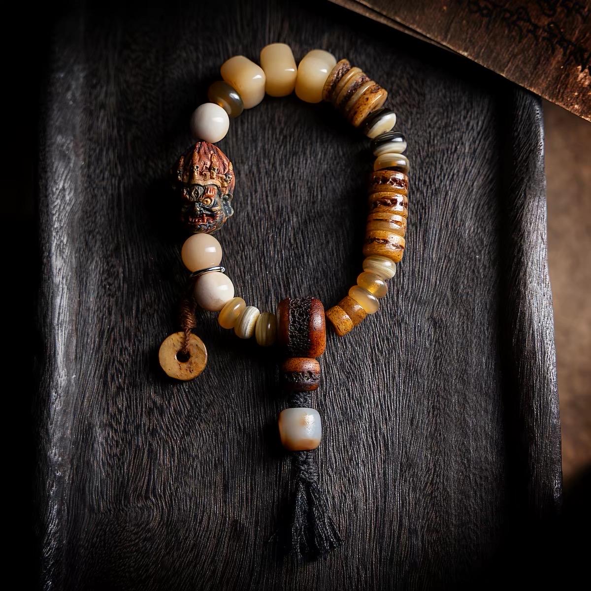 EverestArtStudiosReclaimed Yak Bracelet Tibetan Style Bone Beaded Bracelet Natural Camel Bone Jewelry Tribal Spiritual Bracelet Unisex