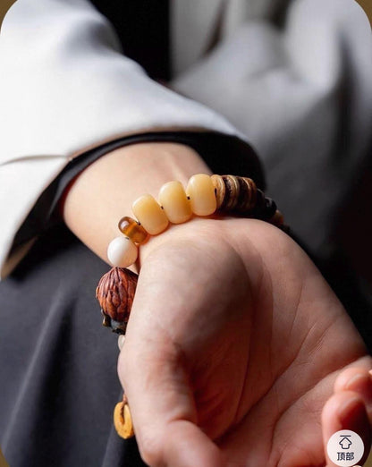 EverestArtStudiosReclaimed Yak Bracelet Tibetan Style Bone Beaded Bracelet Natural Camel Bone Jewelry Tribal Spiritual Bracelet Unisex