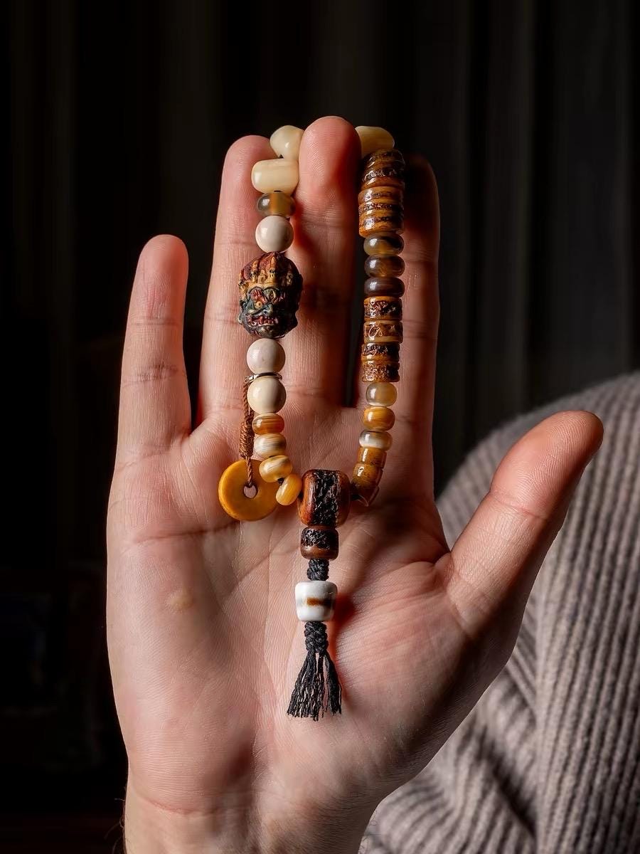 EverestArtStudiosReclaimed Yak Bracelet Tibetan Style Bone Beaded Bracelet Natural Camel Bone Jewelry Tribal Spiritual Bracelet Unisex