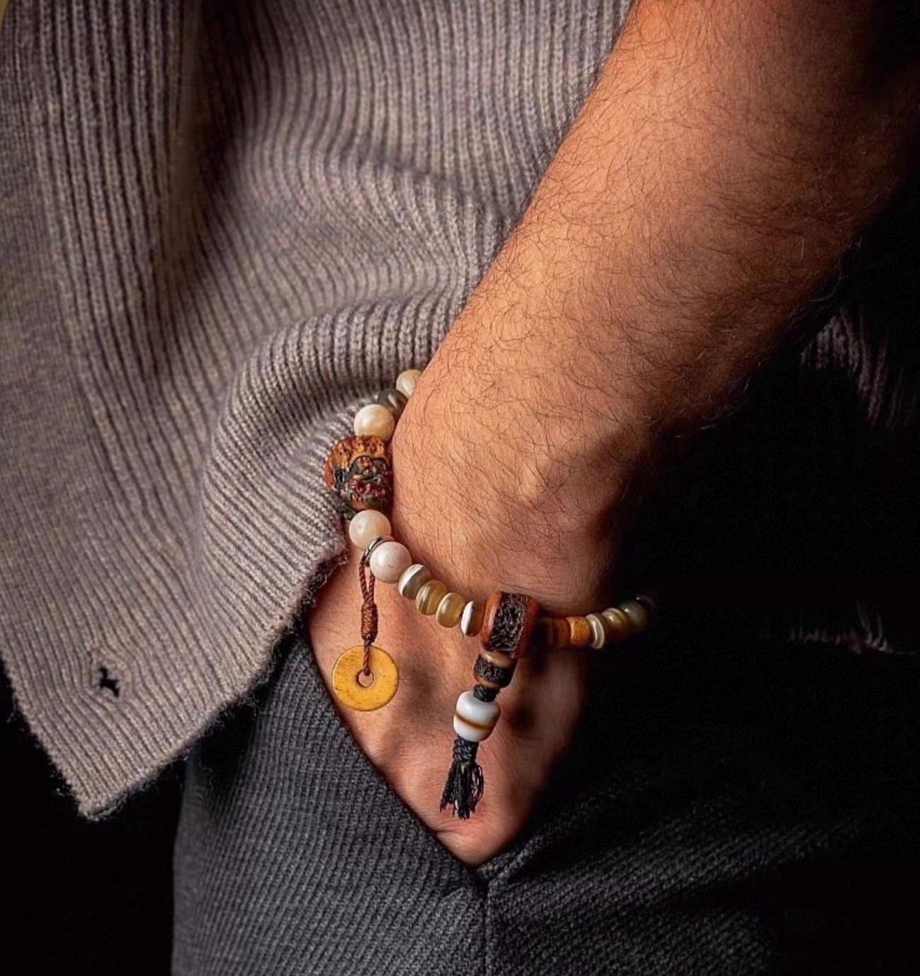 EverestArtStudiosReclaimed Yak Bracelet Tibetan Style Bone Beaded Bracelet Natural Camel Bone Jewelry Tribal Spiritual Bracelet Unisex