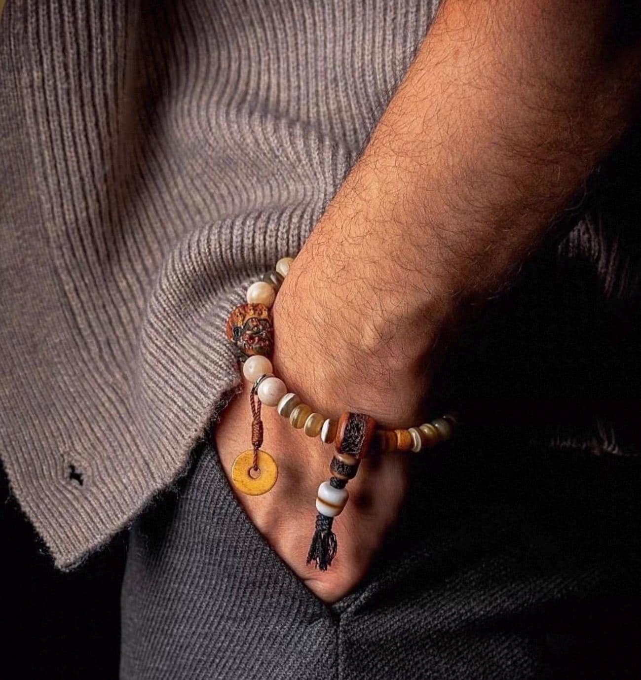EverestArtStudiosReclaimed Yak Bracelet Tibetan Style Bone Beaded Bracelet Natural Camel Bone Jewelry Tribal Spiritual Bracelet Unisex