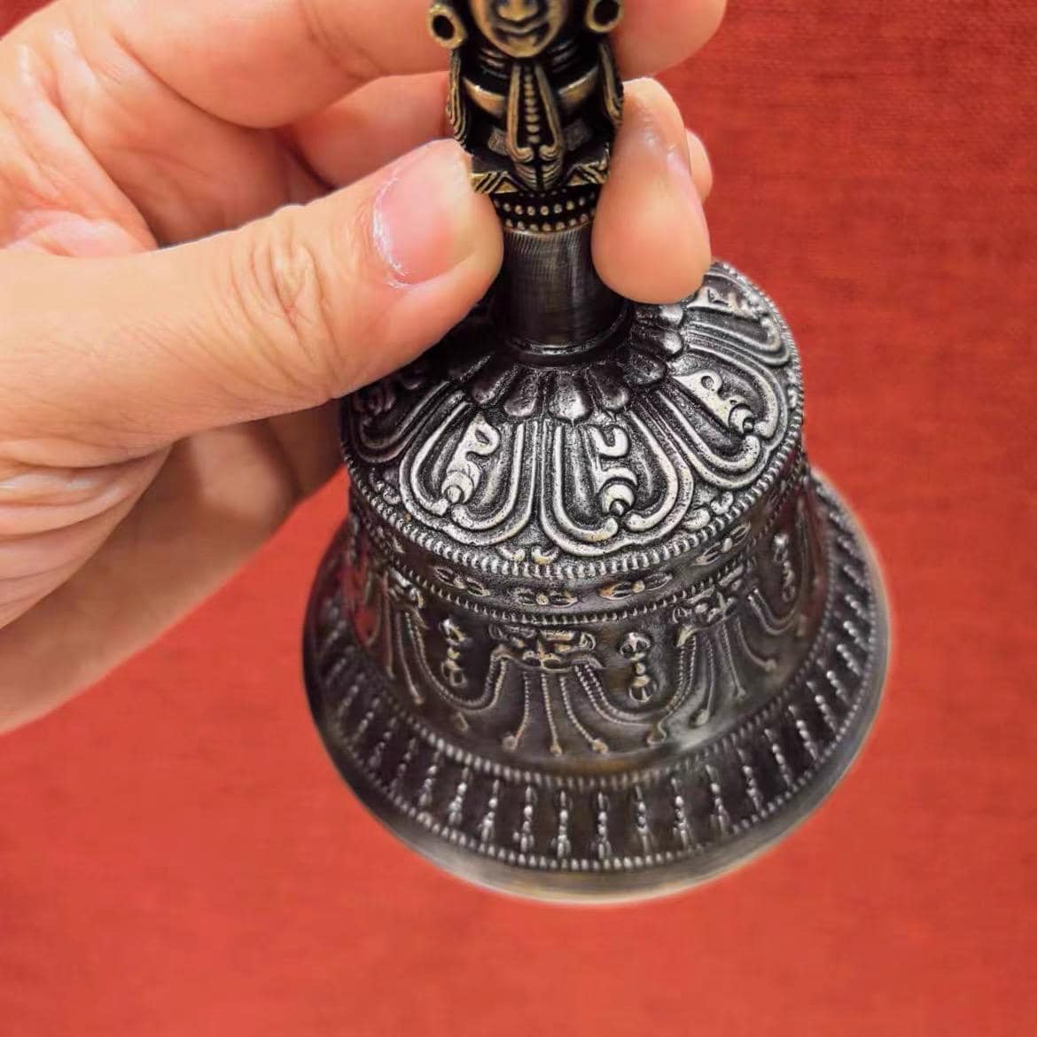 Handcrafted Tibetan Vajra Bell and Dorje Set, Pure Brass Buddhist Ritual Bell, Nepalese Meditation Altar Tool, 5-Prong Vajra, Clear Resonant