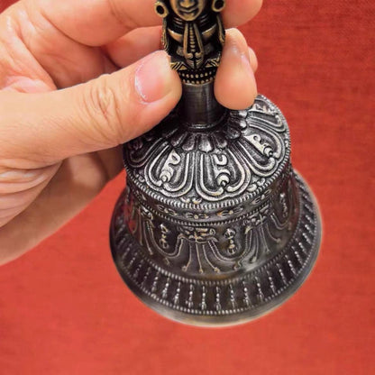 Handcrafted Tibetan Vajra Bell and Dorje Set, Pure Brass Buddhist Ritual Bell, Nepalese Meditation Altar Tool, 5-Prong Vajra, Clear Resonant