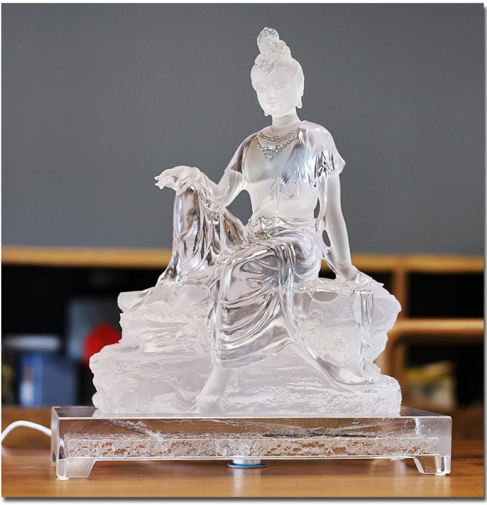 Colored Glaze Guanyin Statue • Avalokiteshvara Buddha Sculpture • Water Moon Guanyin for Home Altar • Zen Buddhist Decor • Feng Shui Gift