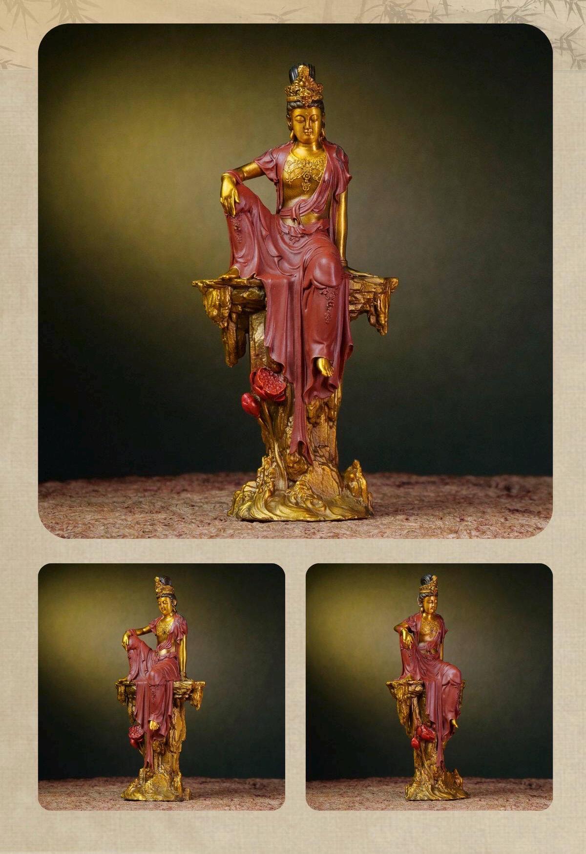 Solid Brass Guanyin Statue, Buddhist Avalokiteshvara Sculpture, Zen Home Decor, Mindfulness Meditation Altar, Feng Shui Gift, Bodhisattva