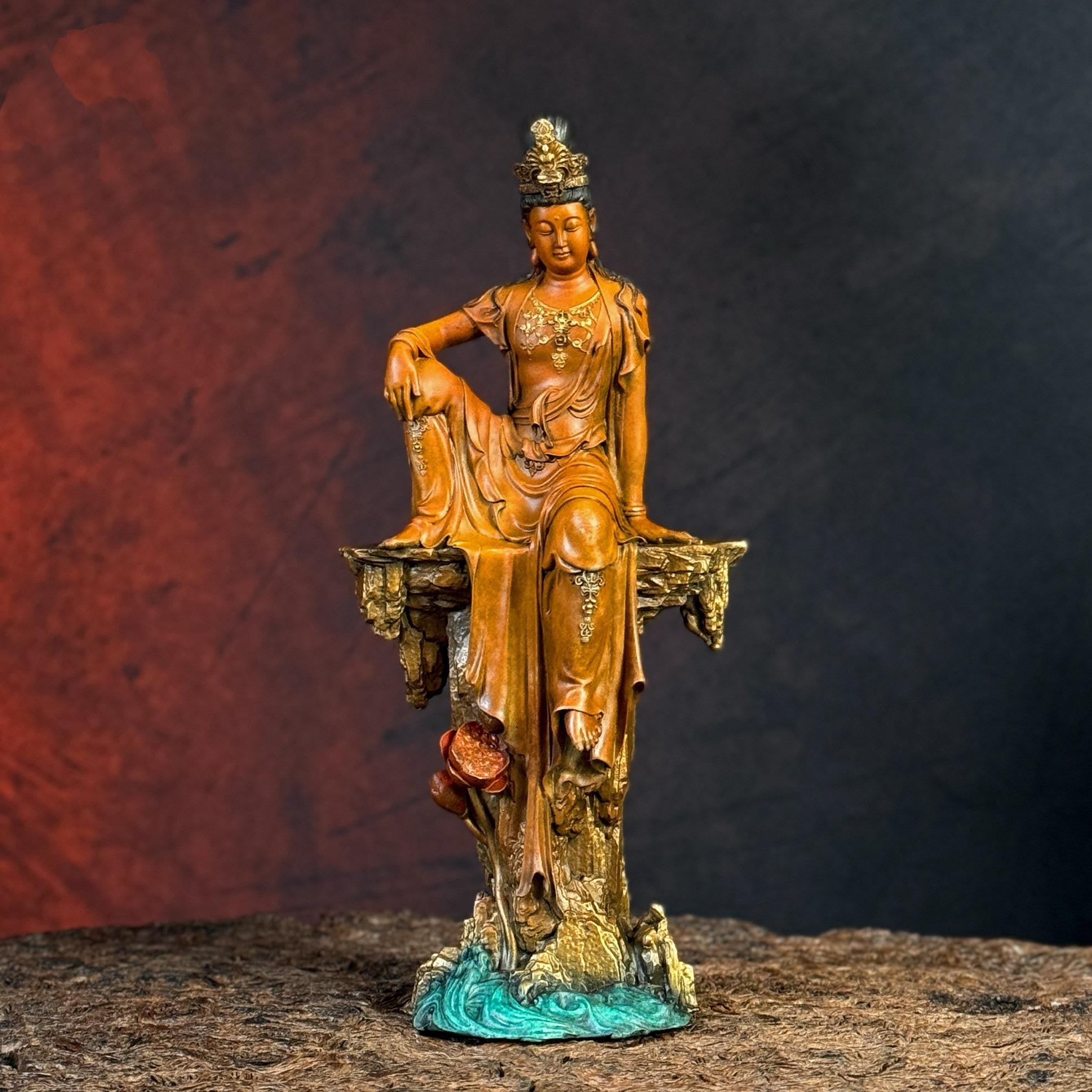 Solid Brass Guanyin Statue, Buddhist Avalokiteshvara Sculpture, Zen Home Decor, Mindfulness Meditation Altar, Feng Shui Gift, Bodhisattva