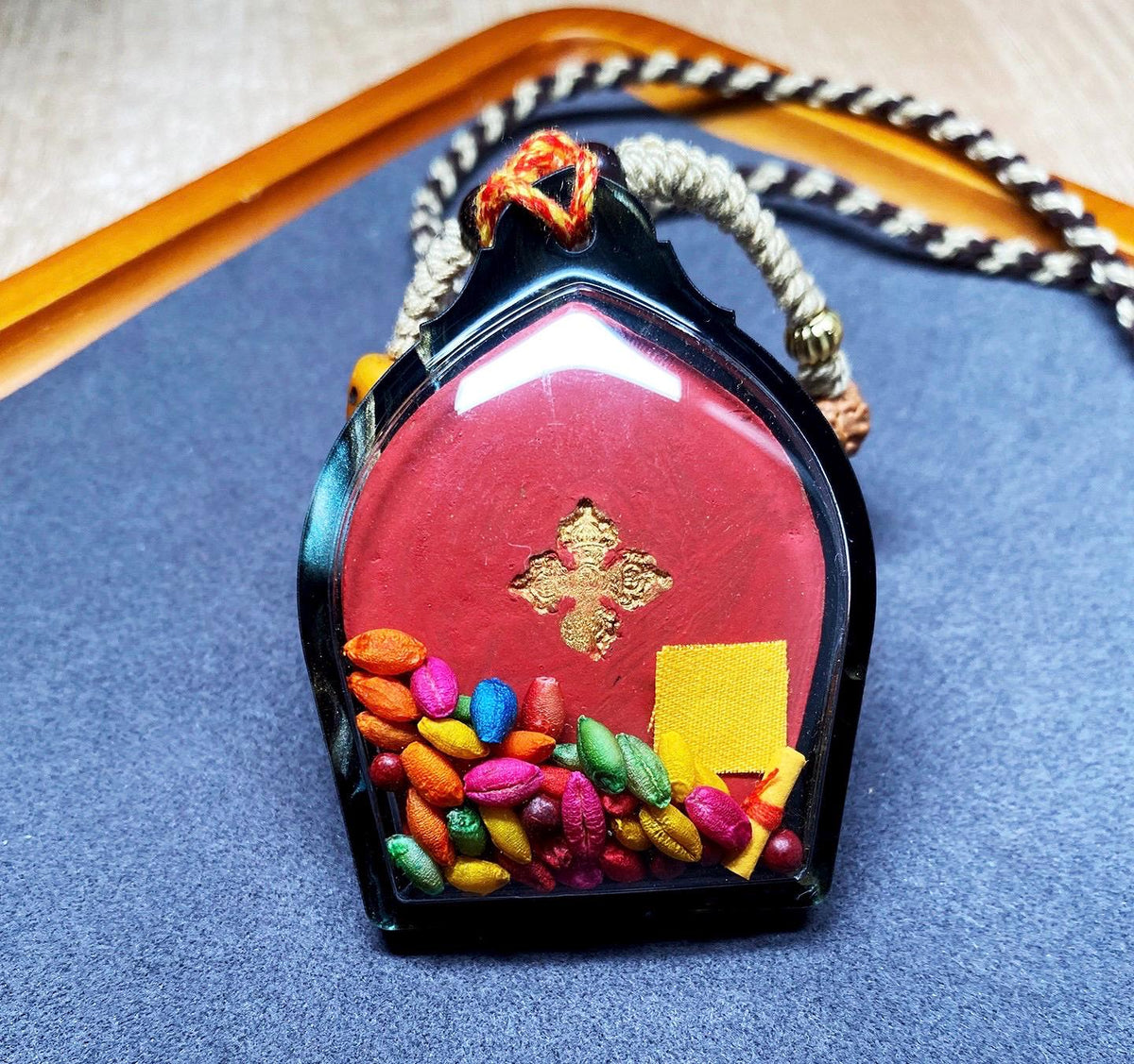 Hand Painted Palden Lhamo Thangka Pendant, Tibetan Tsa Tsa Amulet Necklace, Mineral Pigments Buddhist Talisman, Shri Devi Protection Gift