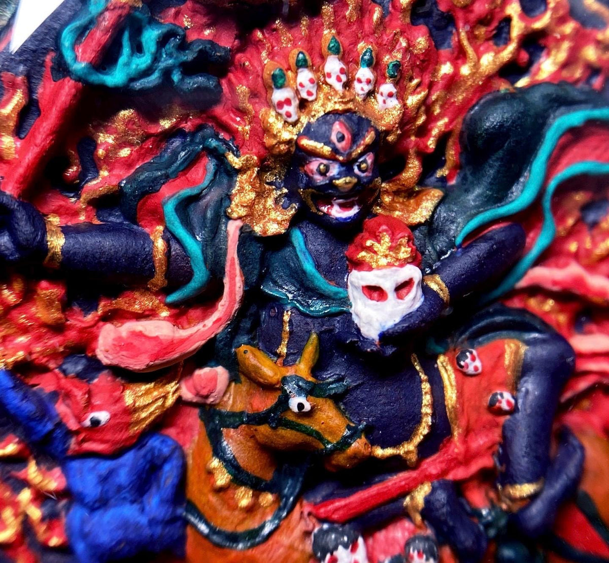 Hand Painted Palden Lhamo Thangka Pendant, Tibetan Tsa Tsa Amulet Necklace, Mineral Pigments Buddhist Talisman, Shri Devi Protection Gift