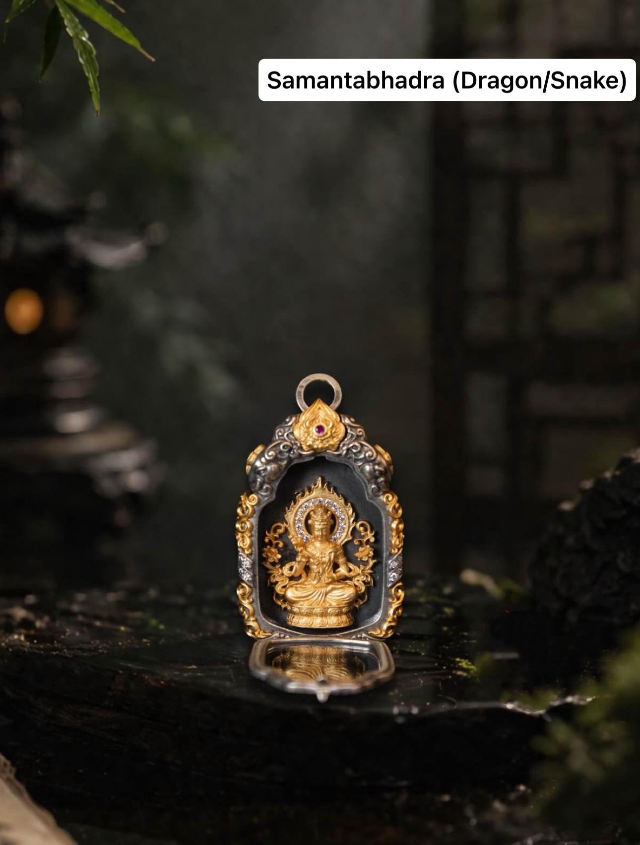 Buddhist Zodiac Guardian Amulet Necklace 24K Gold Over Sterling Silver Tibetan Protection Talisman Shurangama Mantra Gau Box Spiritual Gift