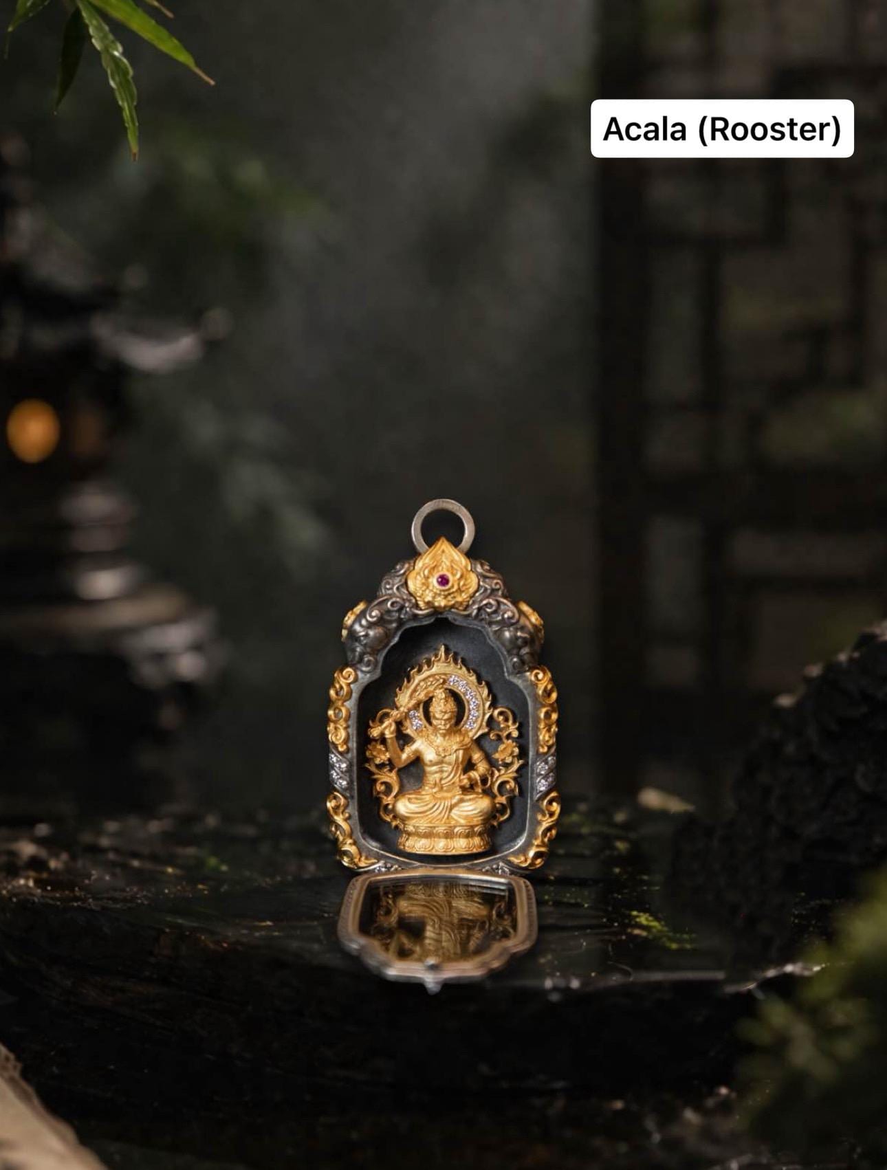 Buddhist Zodiac Guardian Amulet Necklace 24K Gold Over Sterling Silver Tibetan Protection Talisman Shurangama Mantra Gau Box Spiritual Gift