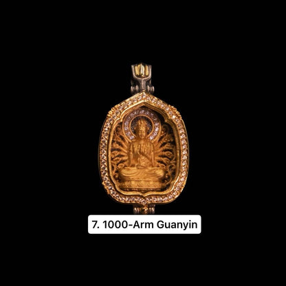 Gold Plated 925 Sterling Silver Lotus Leaf Gau Box Pendant, Vintage Handcrafted Prayer Box Necklace with White CZ Diamond, Mindful Keepsake