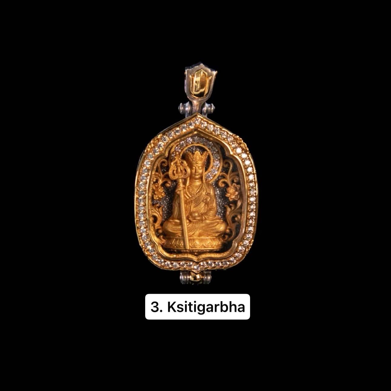 Gold Plated 925 Sterling Silver Lotus Leaf Gau Box Pendant, Vintage Handcrafted Prayer Box Necklace with White CZ Diamond, Mindful Keepsake