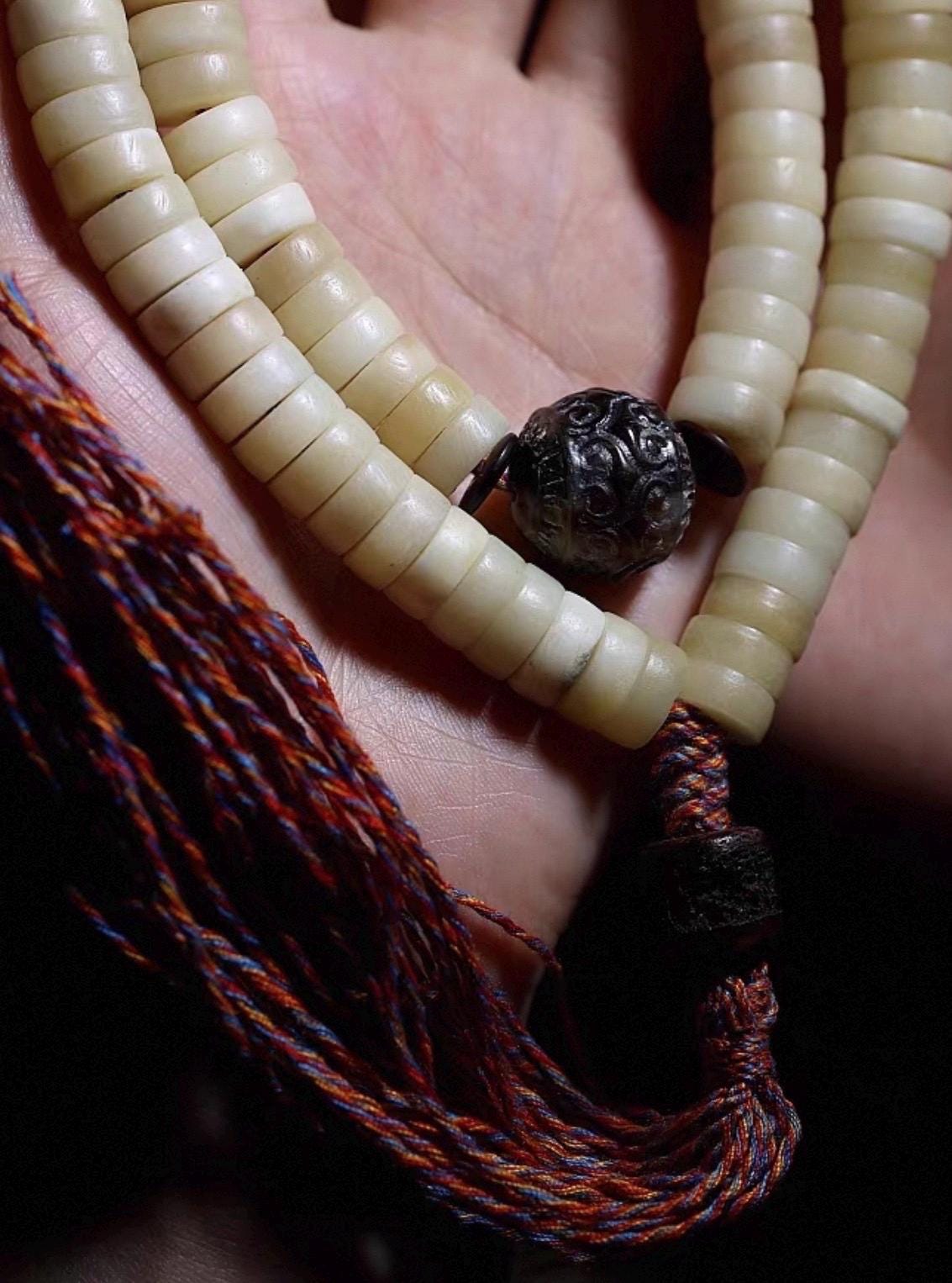 Handcrafted Yak Bone Mala Bracelet: Tibetan Prayer Beads, Spiritual Jewelry