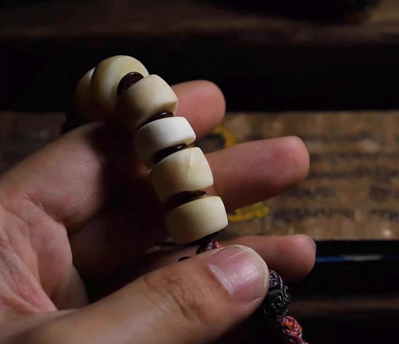 Handcrafted Yak Bone Mala Bracelet: Tibetan Prayer Beads, Spiritual Jewelry