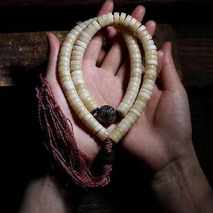 Handcrafted Yak Bone Mala Bracelet: Tibetan Prayer Beads, Spiritual Jewelry