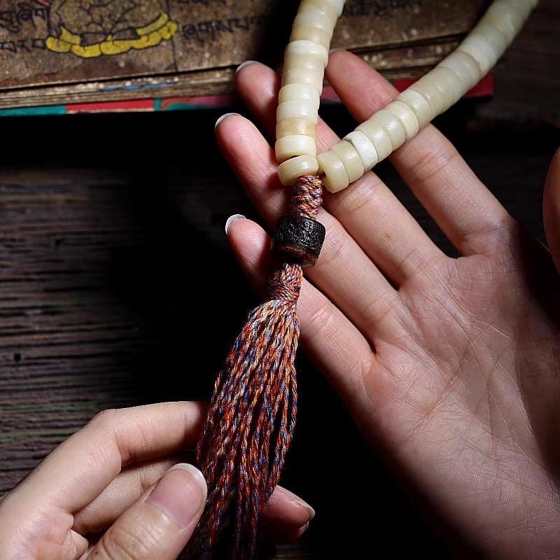 Handcrafted Yak Bone Mala Bracelet: Tibetan Prayer Beads, Spiritual Jewelry