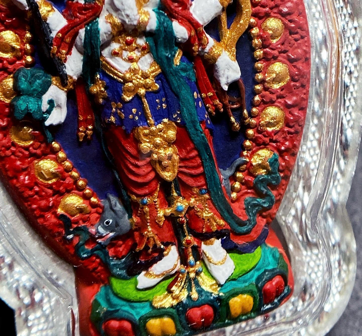 Handpainted Marici Thangka Pendant, Mineral Pigment Tibetan Gau Box Amulet, Sacred Buddhist Talisman, Unique Spiritual Gift for Him Her