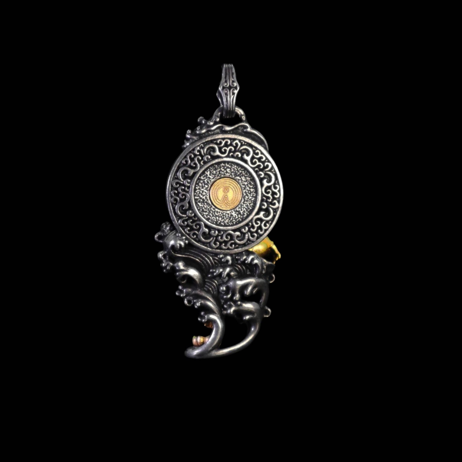 Water Moon Guanyin Pendant S925 Sterling Silver 24K Gold Plated Vintage Buddhist Necklace Handcrafted Gemstone Bodhisattva Jewelry