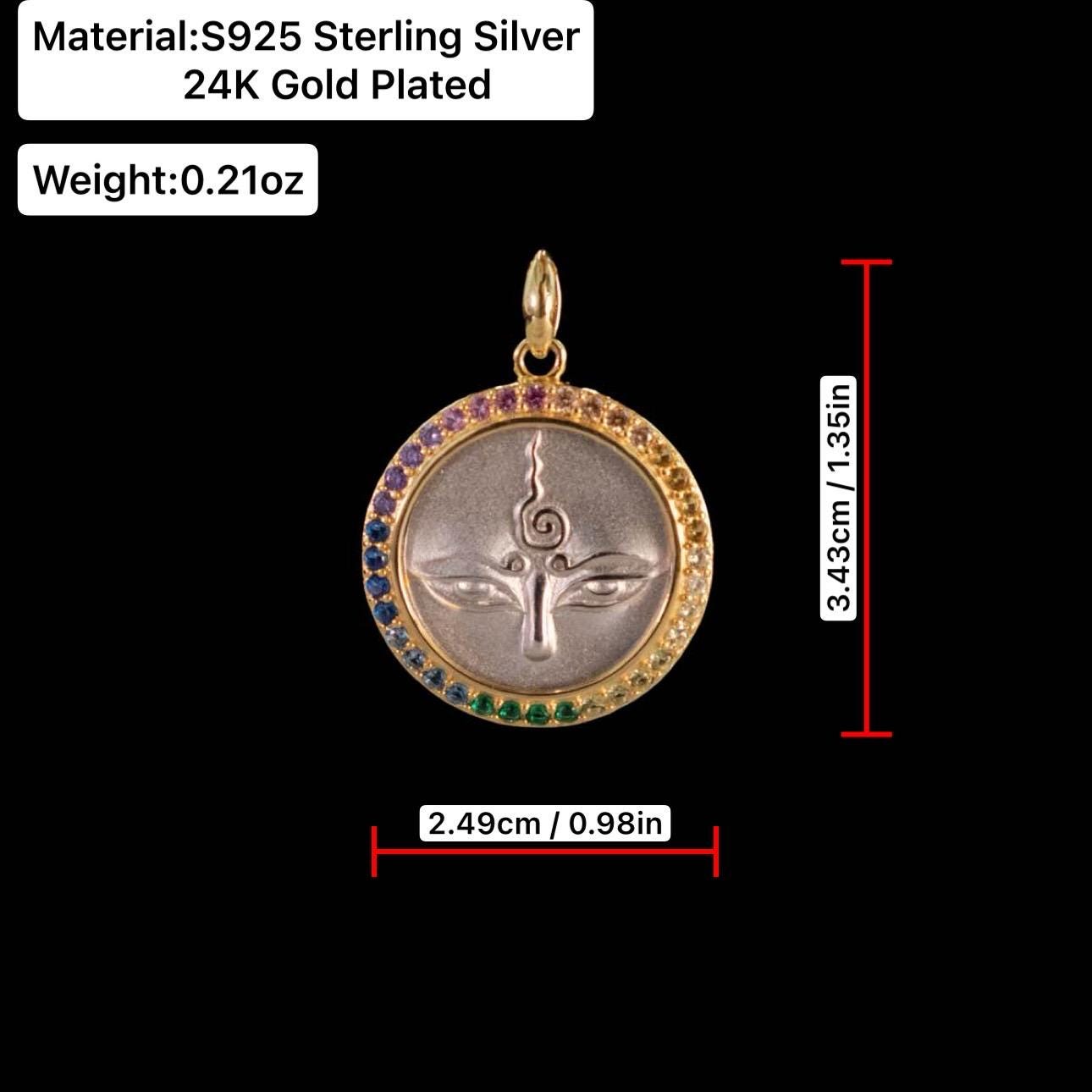 Handcrafted Silver Green Tara Pendant Oxidized Vintage Buddha Eye Necklace Tibetan Buddhist Talisman Spiritual Protection Amulet