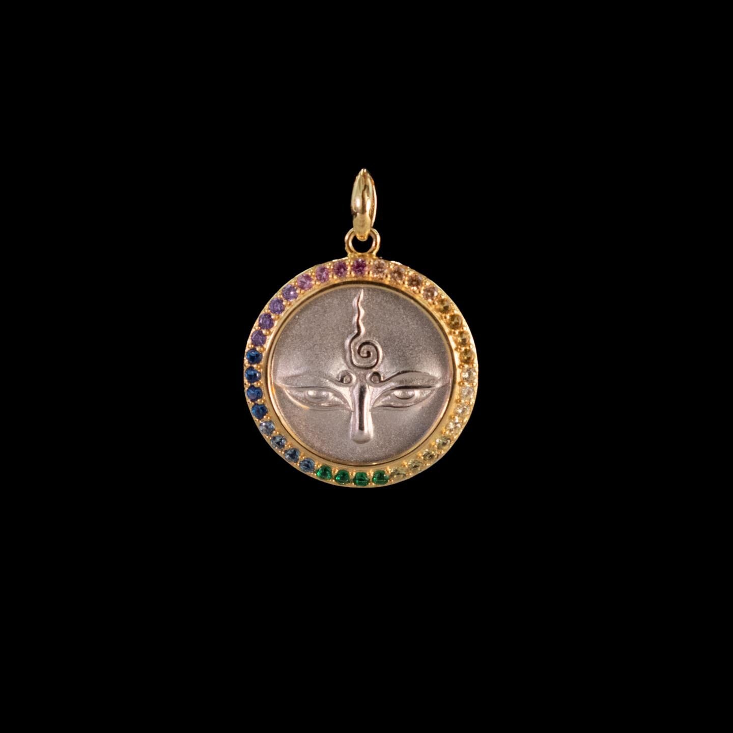 Handcrafted Silver Green Tara Pendant Oxidized Vintage Buddha Eye Necklace Tibetan Buddhist Talisman Spiritual Protection Amulet