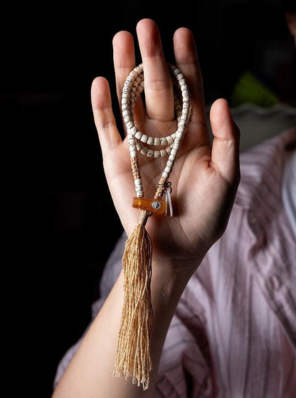 Tibetan 108 Star Moon Bodhi Seed Mala Original White Space Design Buddhist Prayer Beads Meditation Wrap Bracelet for Women