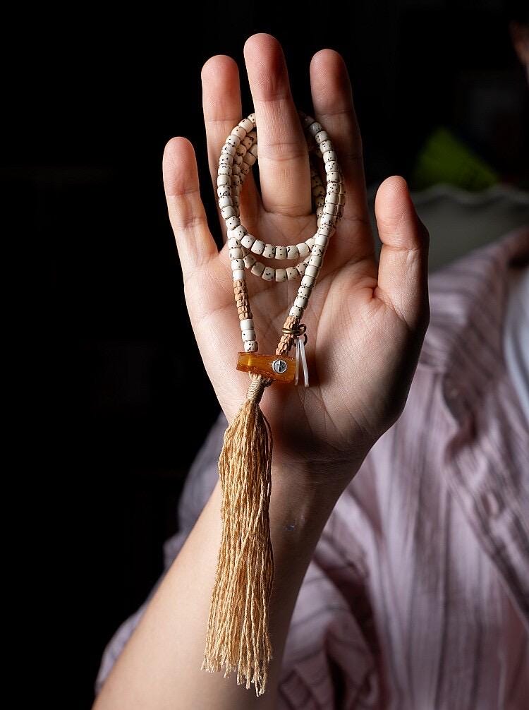 Tibetan 108 Star Moon Bodhi Seed Mala Original White Space Design Buddhist Prayer Beads Meditation Wrap Bracelet for Women