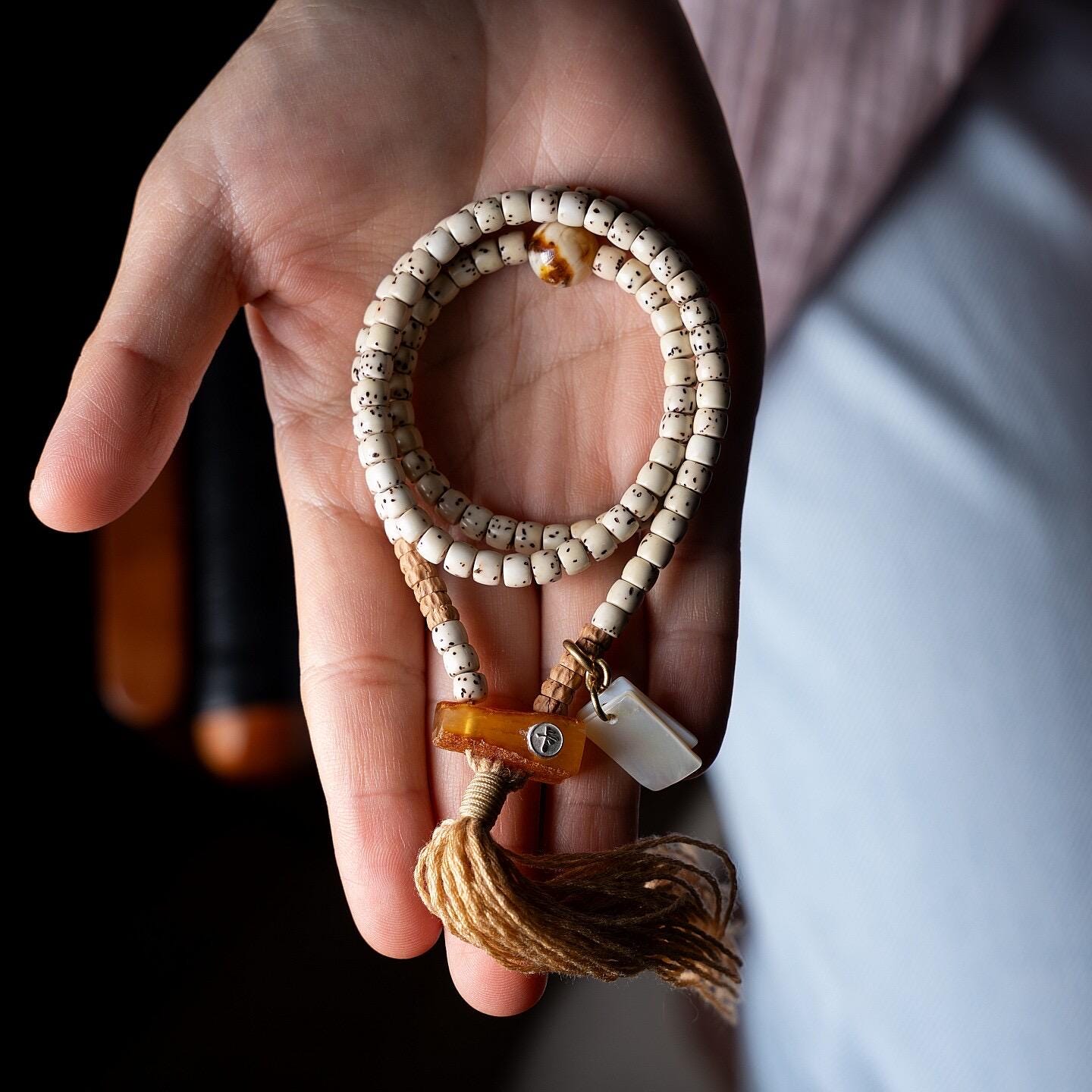 Tibetan 108 Star Moon Bodhi Seed Mala Original White Space Design Buddhist Prayer Beads Meditation Wrap Bracelet for Women