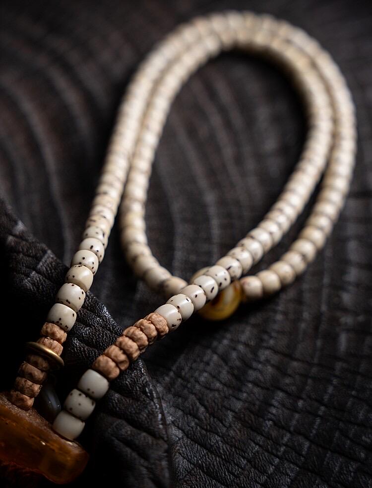 Tibetan 108 Star Moon Bodhi Seed Mala Original White Space Design Buddhist Prayer Beads Meditation Wrap Bracelet for Women
